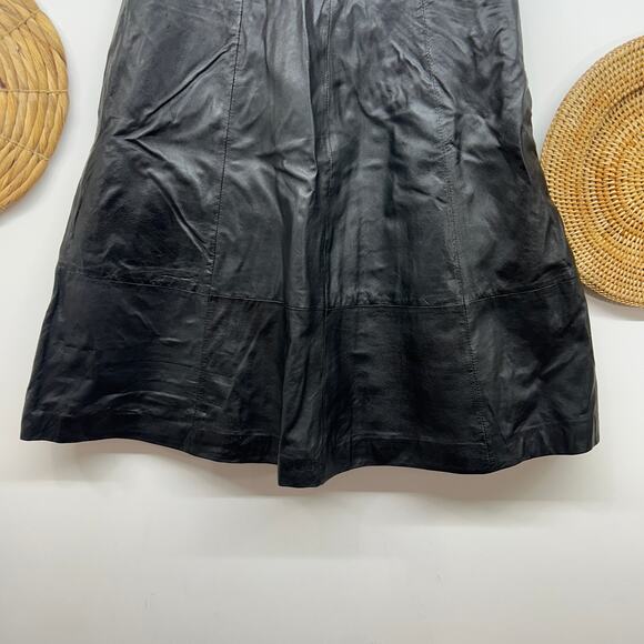 $228 Mauritius Leather Black Zaza RF Leather Skirt 4 Knee Length Midi - Picture 5 of 10